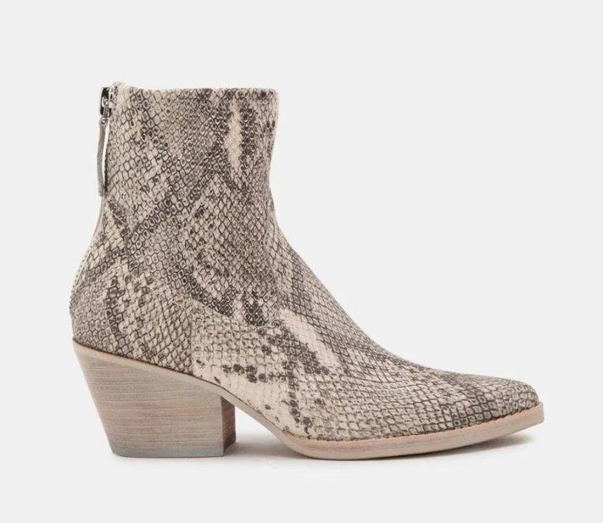 DOLCE VITA Shanta Snake‎ Print Leather Western Boots Booties Size 7.5 - Image 2