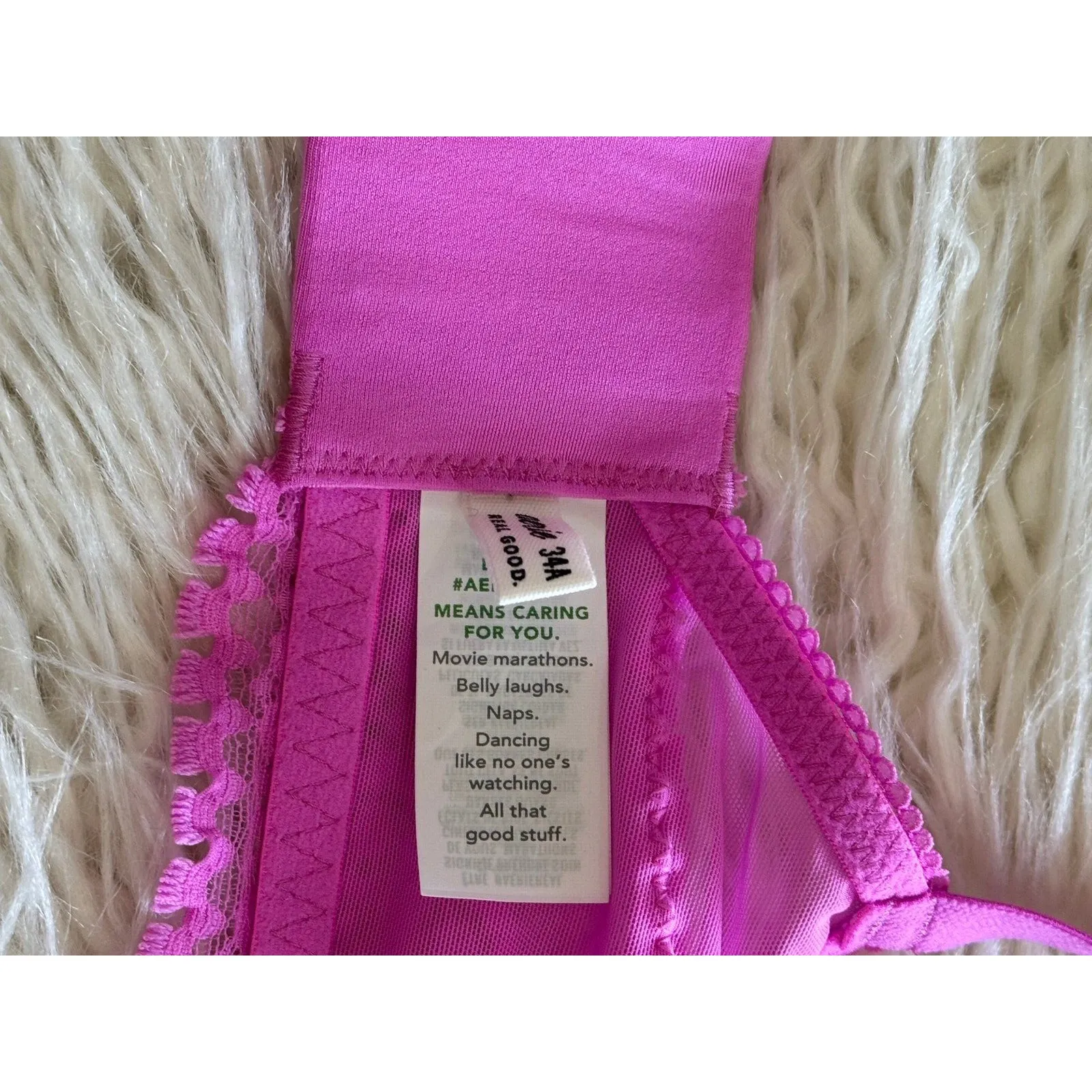 Aerie Real Power Wireless Push Up Joy Convertible Lace Bra Pink Tropics Size 34A - Image 8