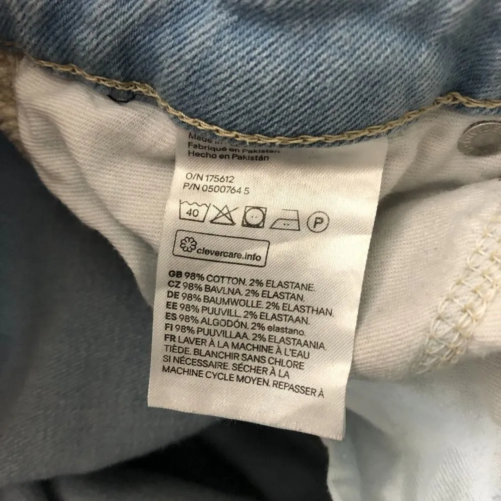 Divided H&M Womens Jeans Button Fly Straight Leg Raw Hem Light Wash Stretch 4 - Image 4