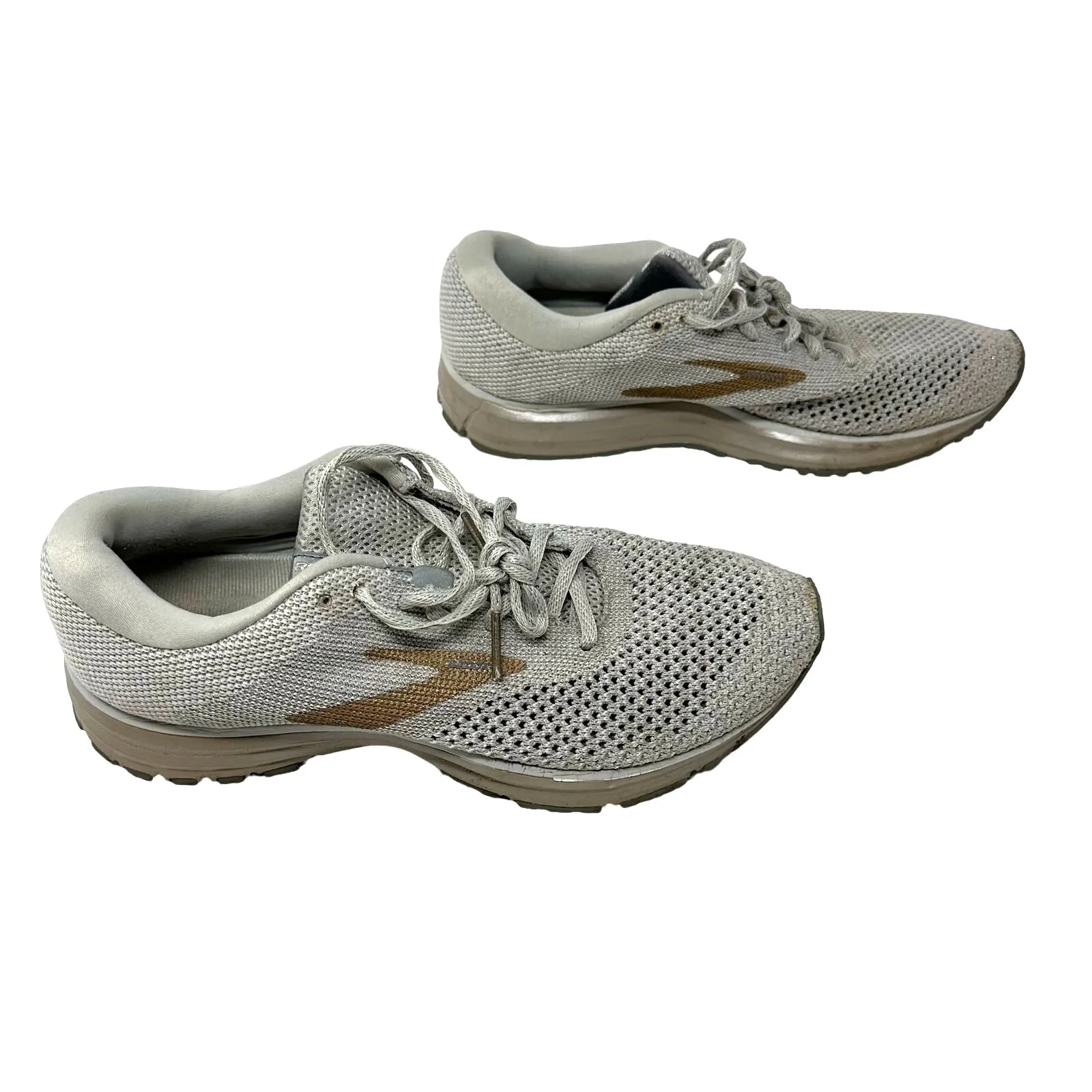 Brooks Size 11 Sneaker Silver White Mesh Revel 2 Running Lace‎ Up Athleticwear - Image 3