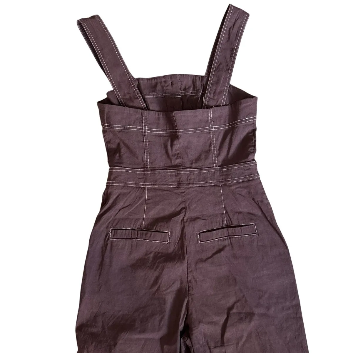 Anthropologie Maeve The Colette Portside Button-Front Jumpsuit Brown Size 6‎ - Image 8
