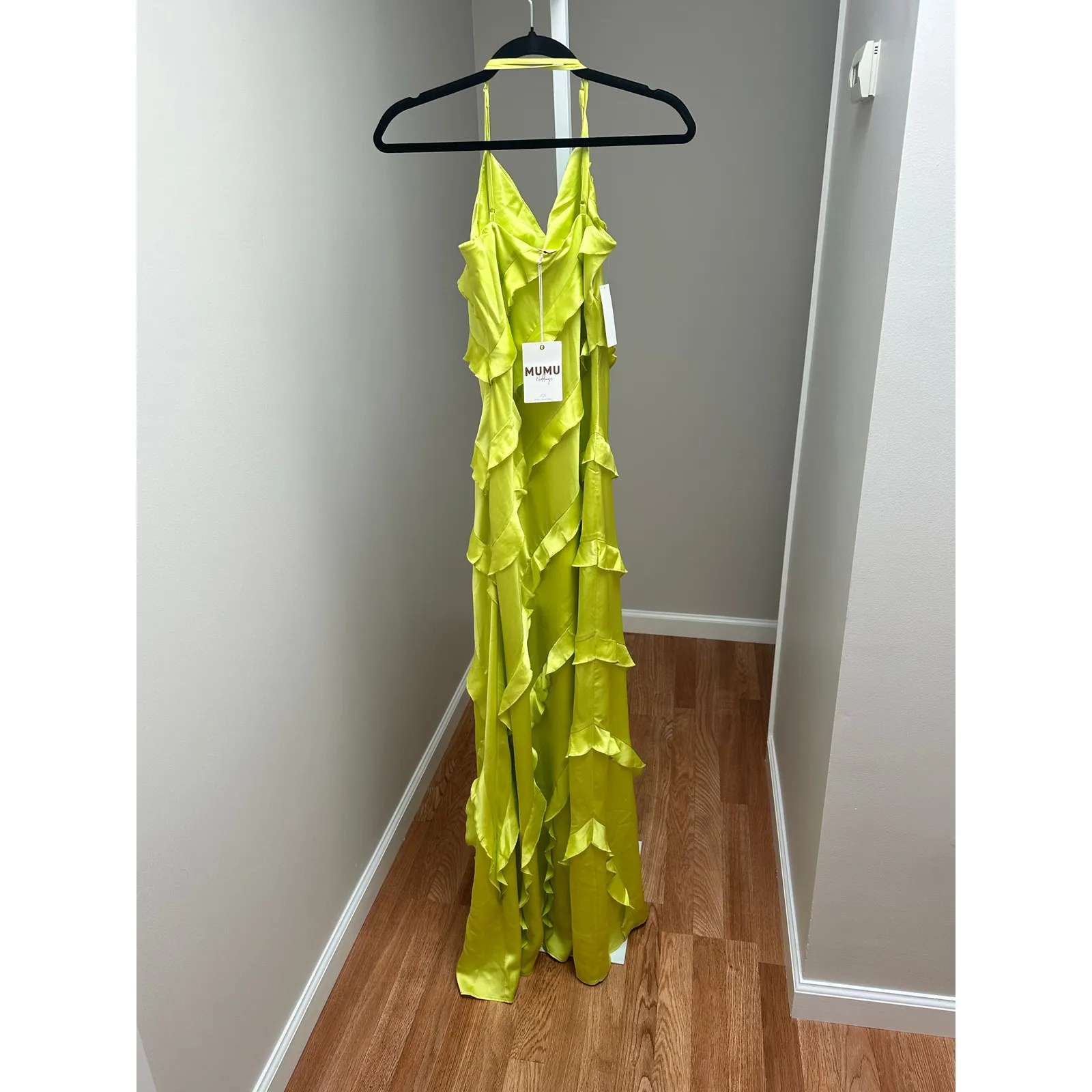 NEW NWT Show Me Your MuMu Romance Ruffle Dress Lime XS - Image 5