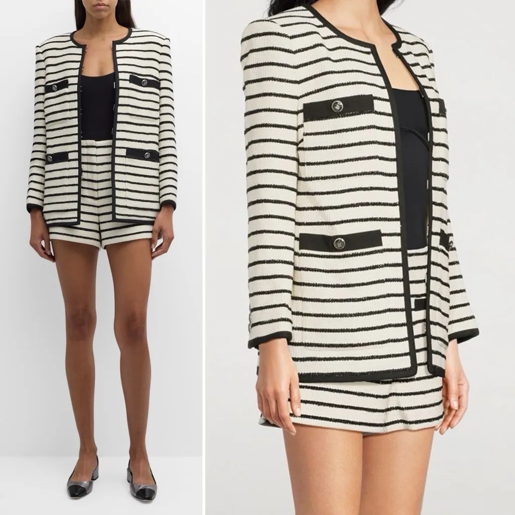 Veronica Beard Foster Dickey Jacket Black Ivory Size 10 - Image 17