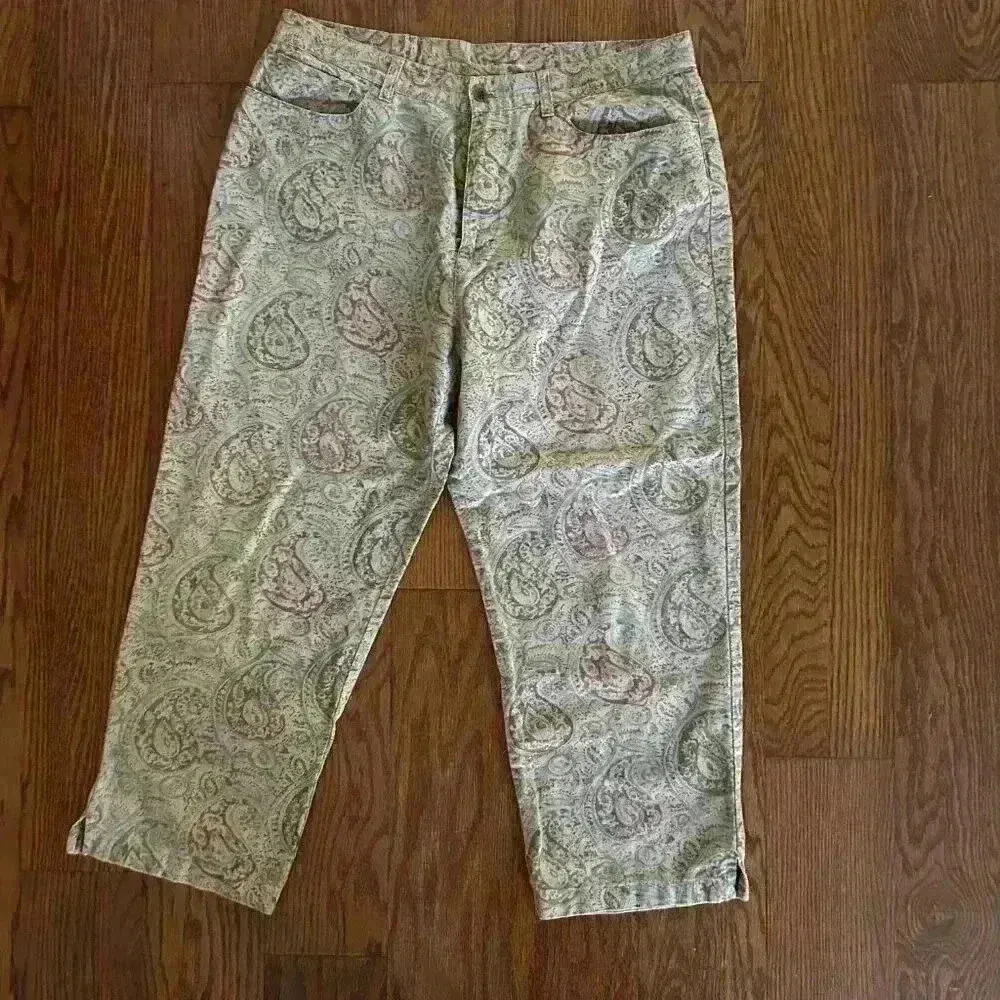 Lauren Ralph Lauren Linen Blend Ankle Paisley Straight Leg Pants Size 14 - Image 2