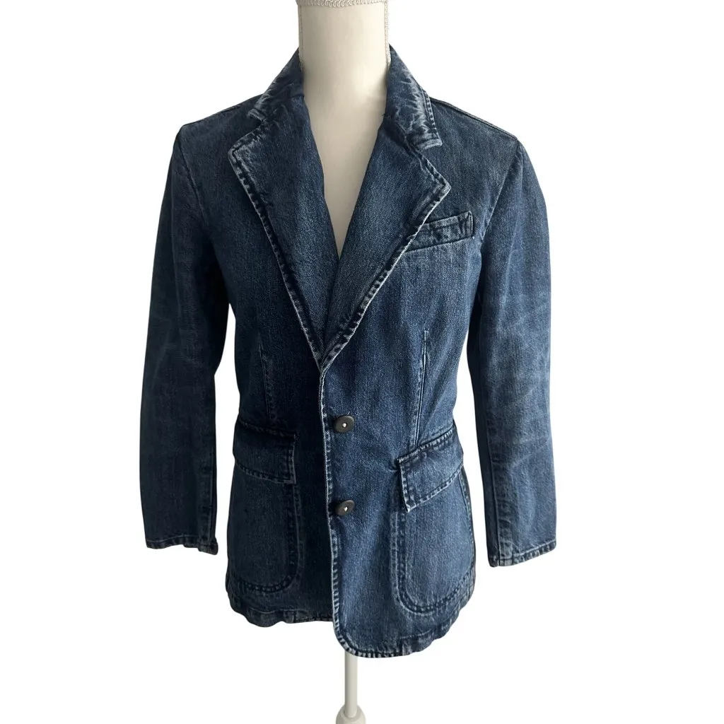 REBECCA TAYLOR La Vie Denim Blazer Jacket Size 8 - Image 4