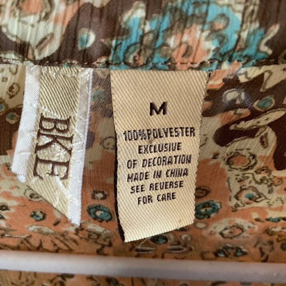 Bke Buckle Womens Size Medium Sheer Bohemian Print Button Blouse Top - Image 4