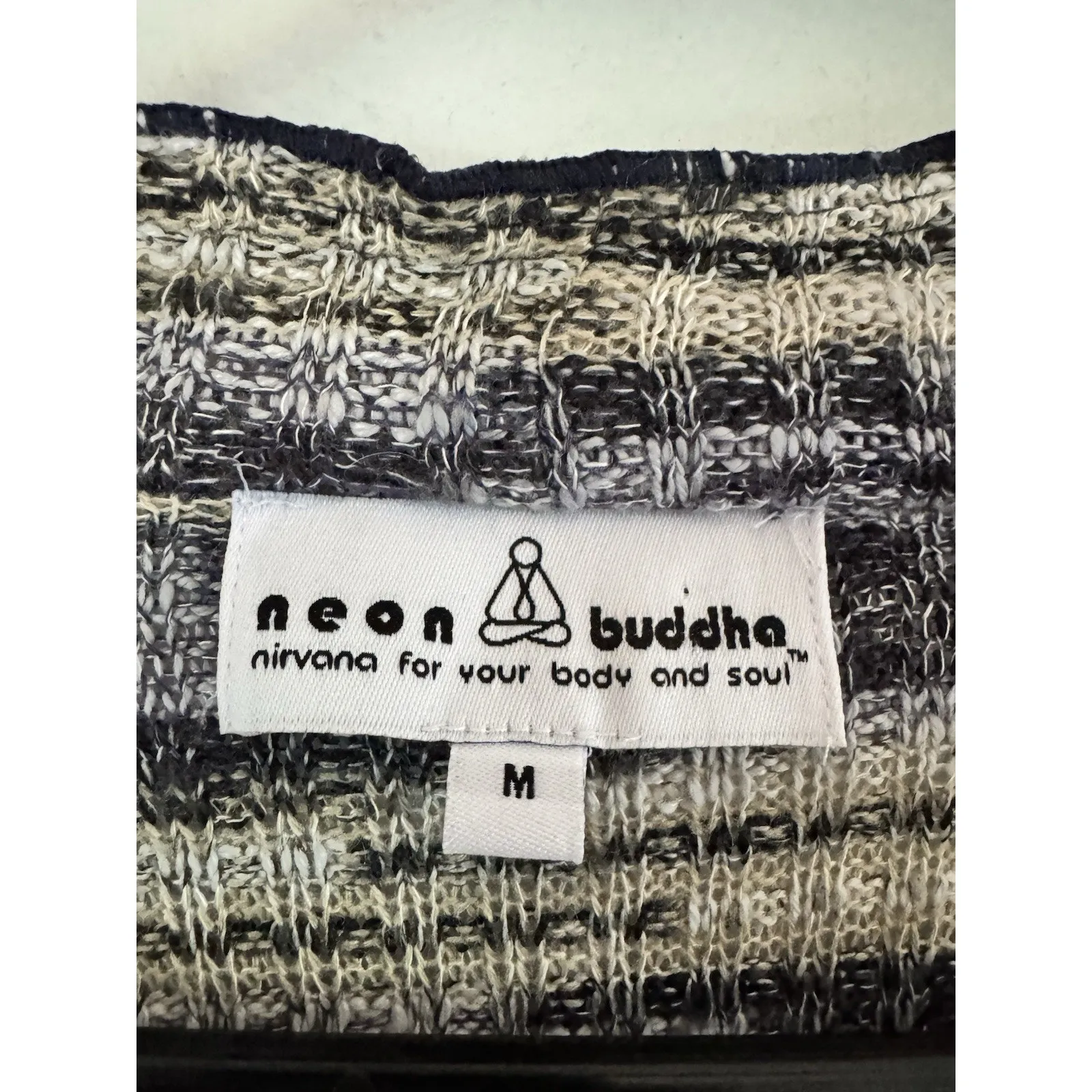 Neon Buddha Sleeveless Cardigan Duster Sweater Blue Multi Lace Up Medium - Image 7