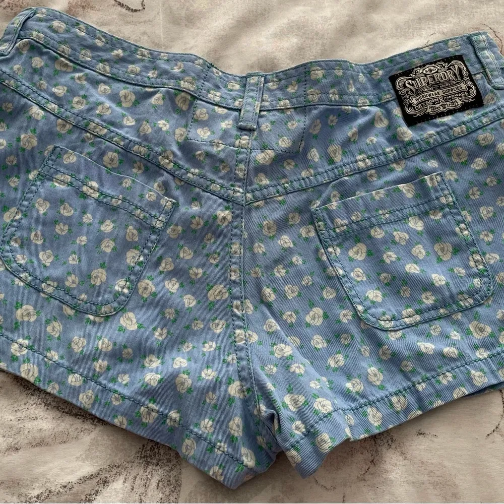 NWT Superdry Bluebell light blue ditsy floral 100% cotton embroidered shorts S - Image 10