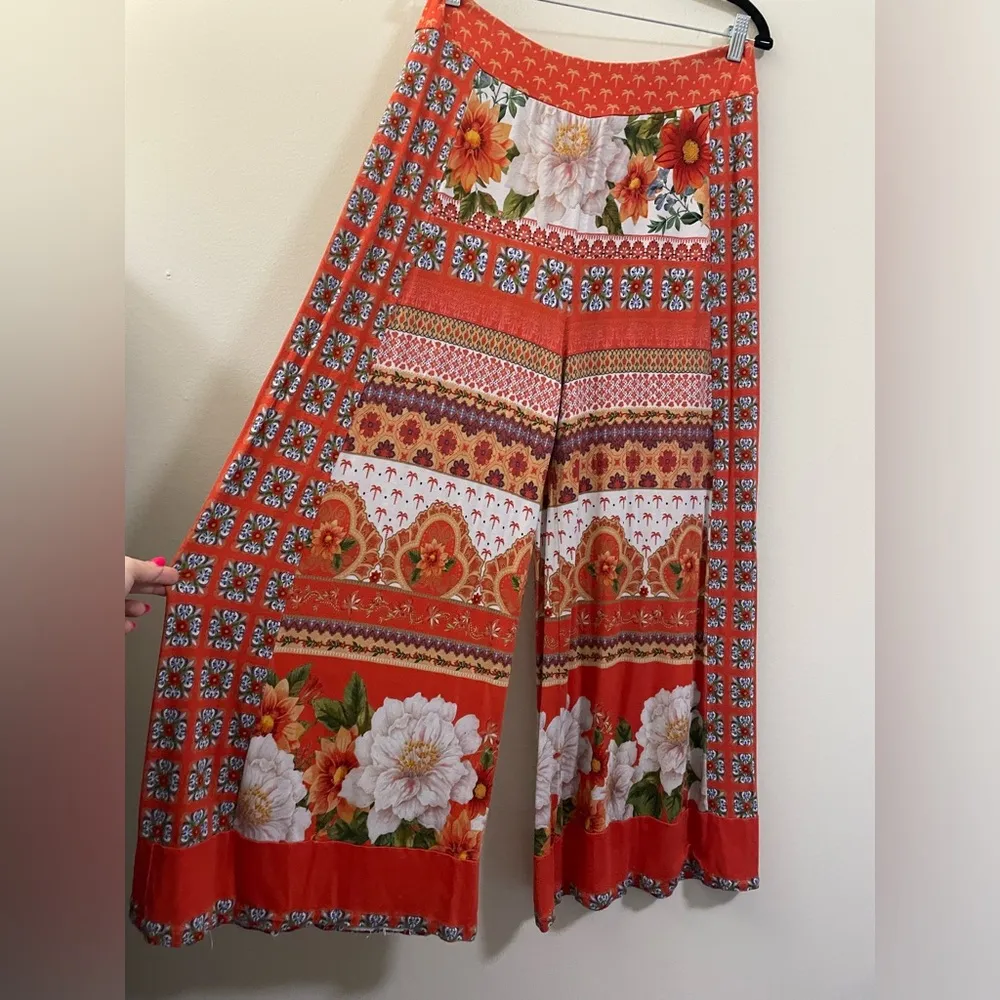 Farm Rio for Anthropologie Floral Paradise Wide Leg Knit Pants - L‎ - Image 4