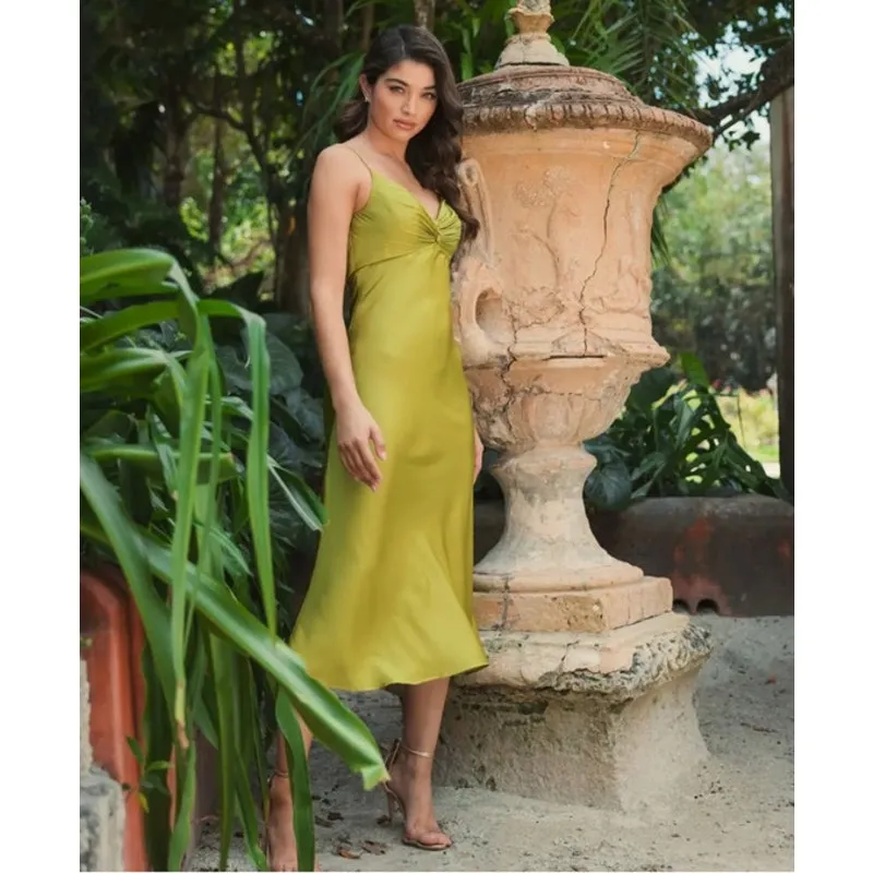 Mac Duggal NEW Size 0 70167 Apple Green Spaghetti Strap Charmeuse Slip Dress - Image 12