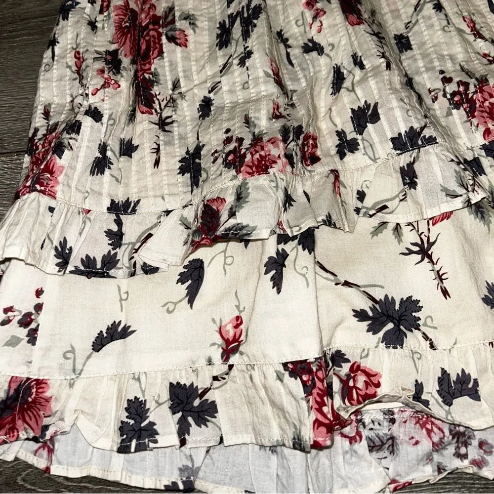 NWT LoveShackFancy Beige Cottagecore Sutton Assymetrical Floral Ruffle Minidress - Image 7