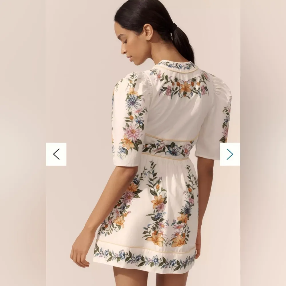 NWOT Anthropologie Farm Rio Sweet Bloom Dreamscape Puff-Sleeve Mini Dress sz S - Image 3