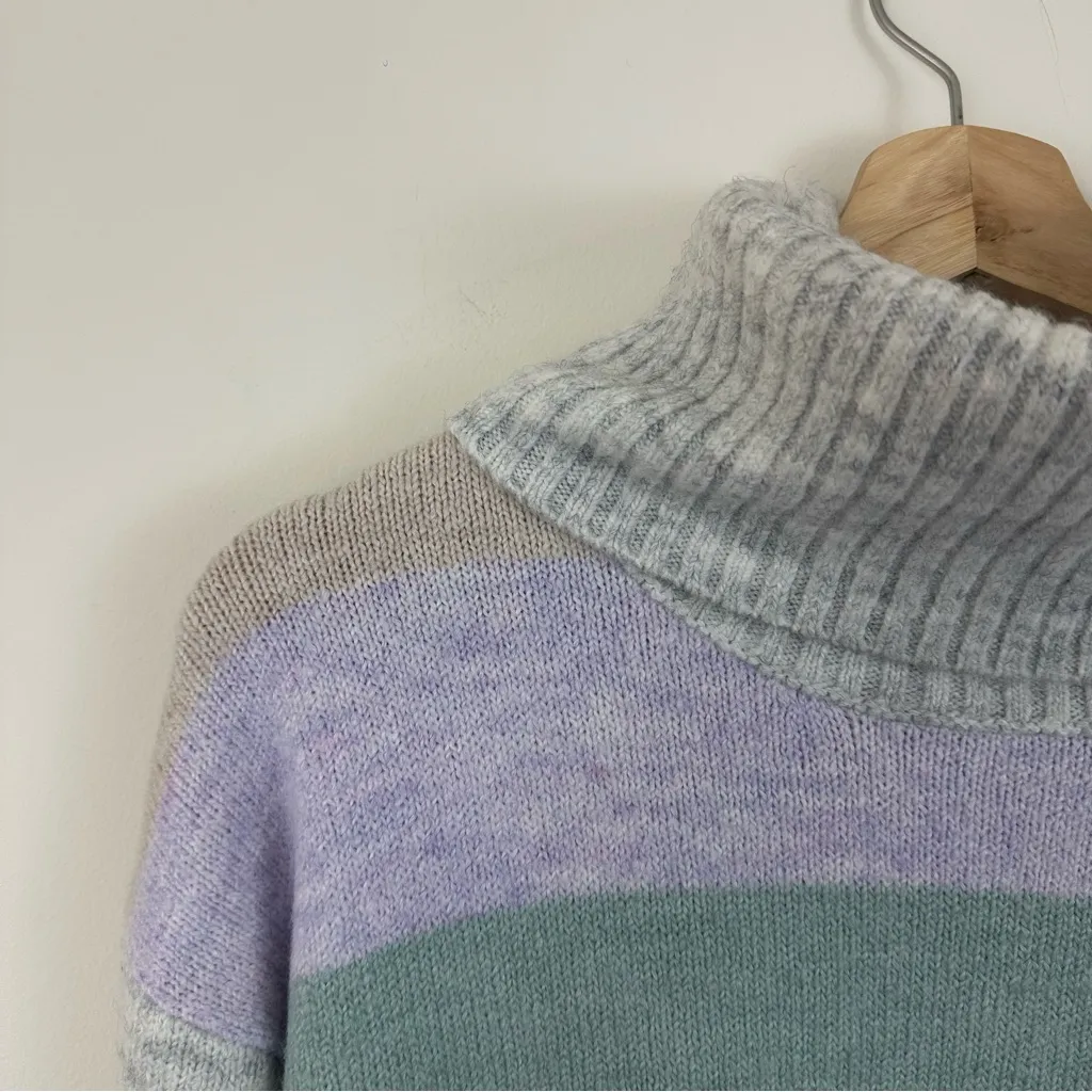 Gap | Pastel Colorblock Turtleneck Pullover Sweater Size Small - Image 3