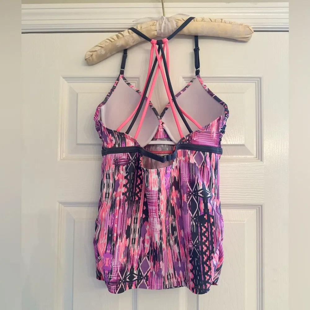🌸3 for $20🌸 FREE COUNTRY Womens Swim Suit Pink Tankini Gray Top M (8/10) UPF - Image 2
