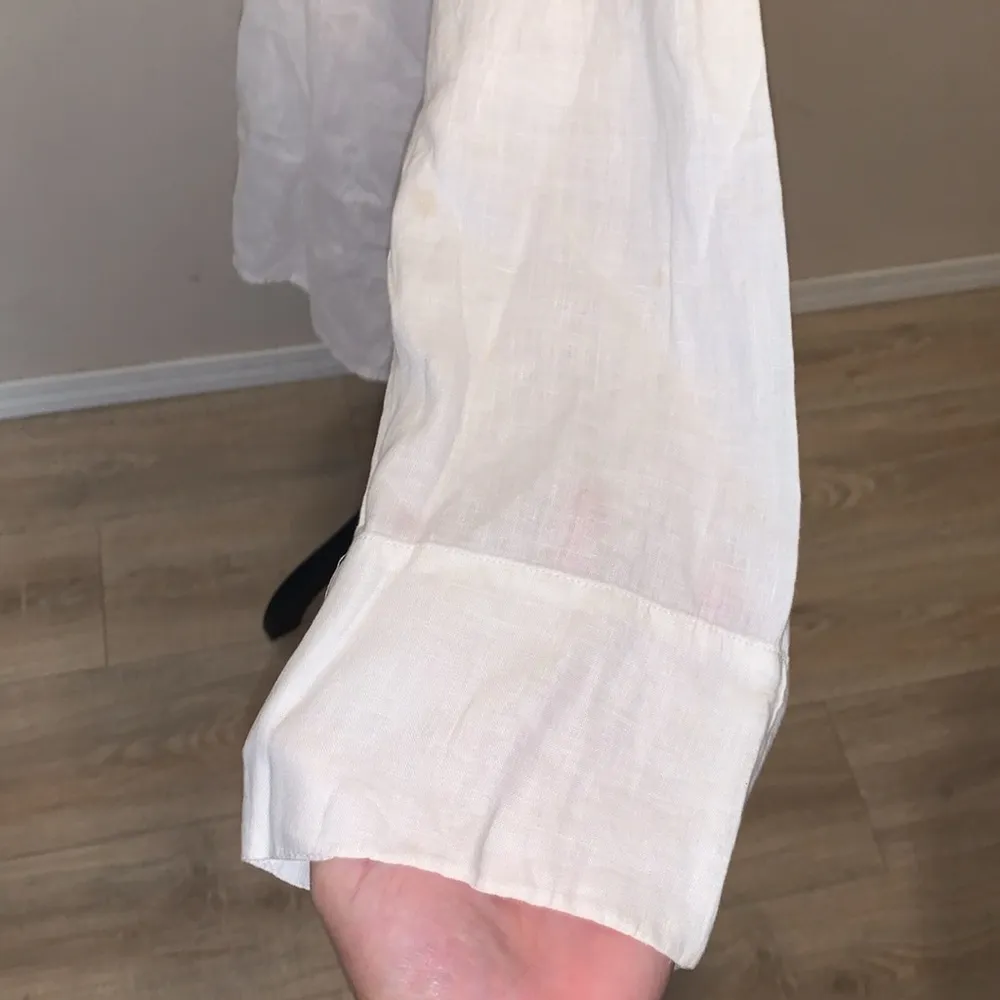 Flax  white 100% linen side slits long sleeve button down blouse - Image 6