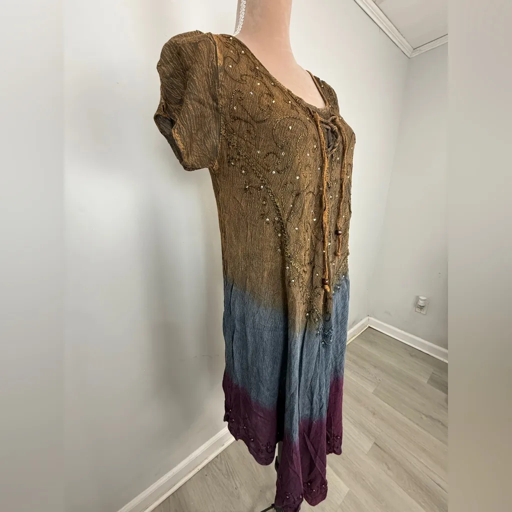 Chic Bohemian Midi Dress with Beaded Accents - Image 4