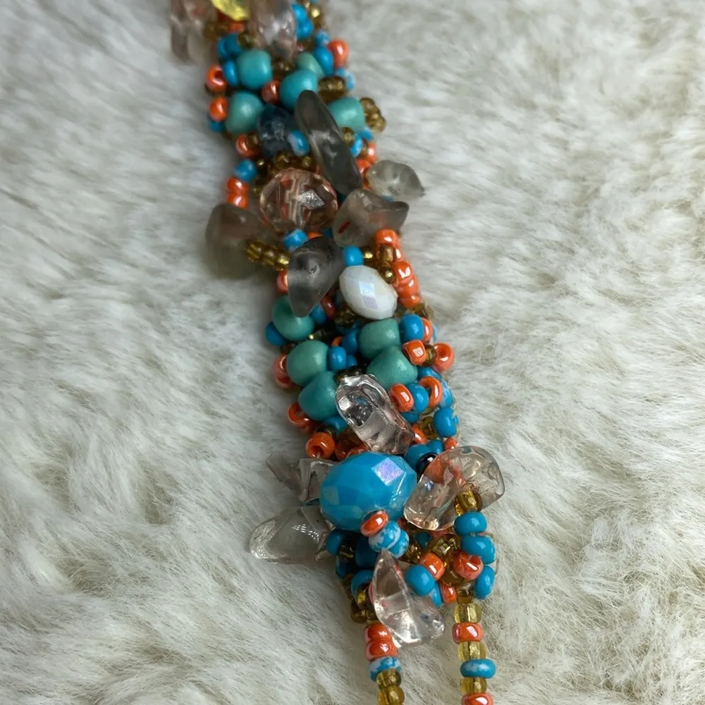 Micro beaded Sea Glass Bracelet EUC Toggle Orange - Image 2