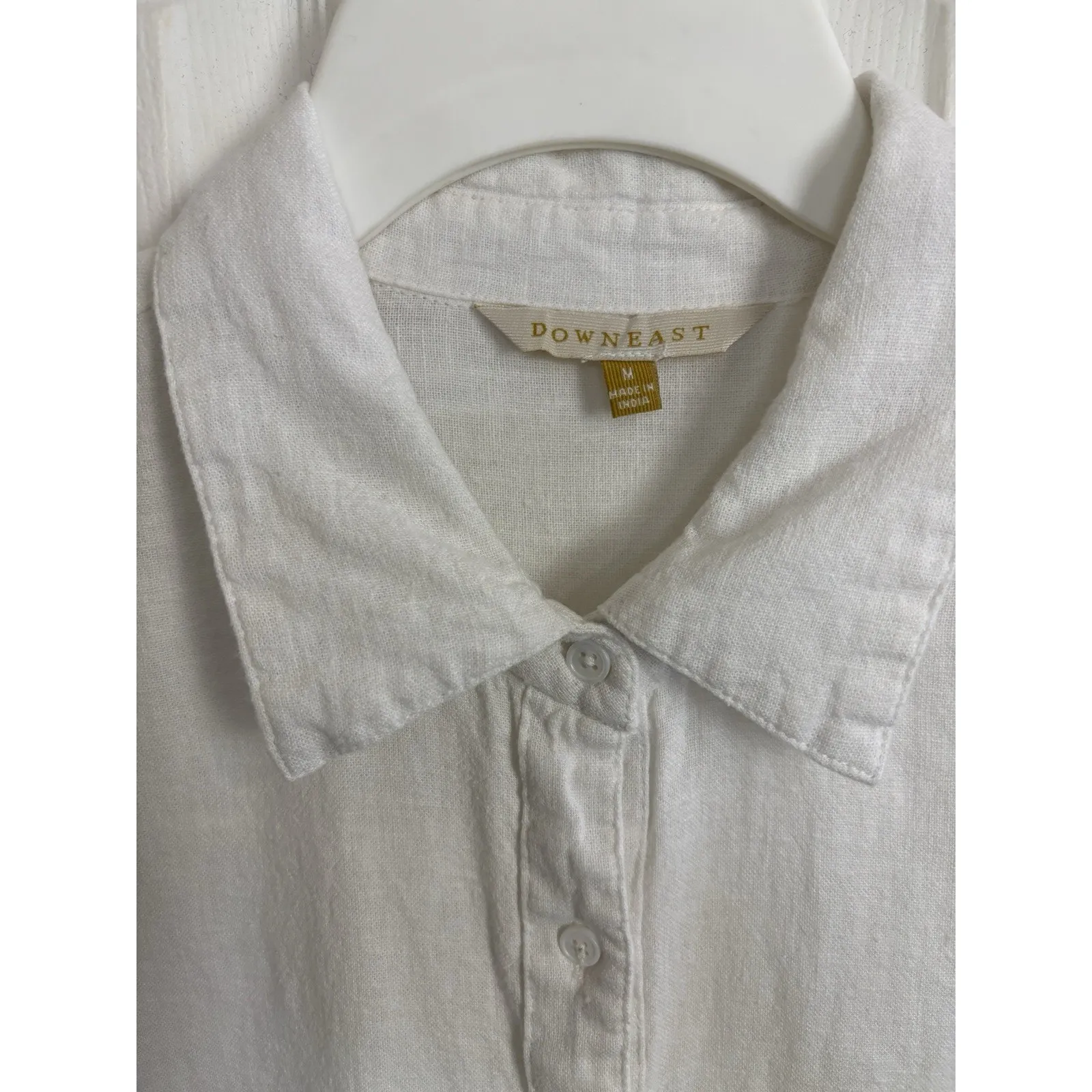 Downeast Linen Blend White Oversized Button Front Swim Cover Up Size Medium - Image 3