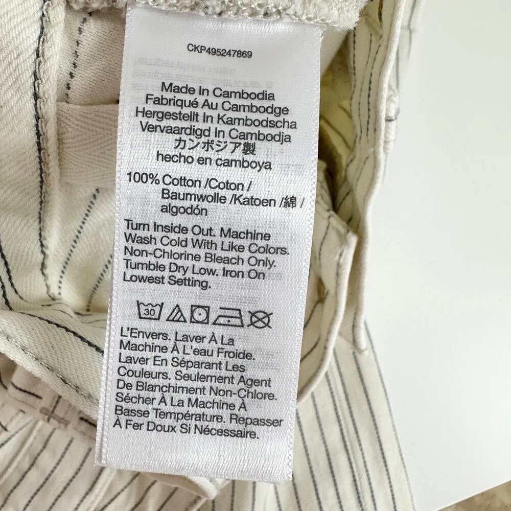 Madewell Low Slung Baggy Jeans Grey Railroad Stripe White Cream Rigid US 30 NWT - Image 14