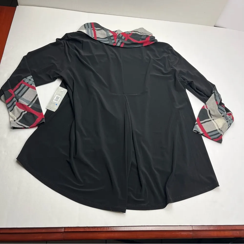Ali Miles Mad For Plaid Tunic Top Long Sleeve Cowl Neck Womens PXL Petite XL NEW Black Size undefined - Image 9