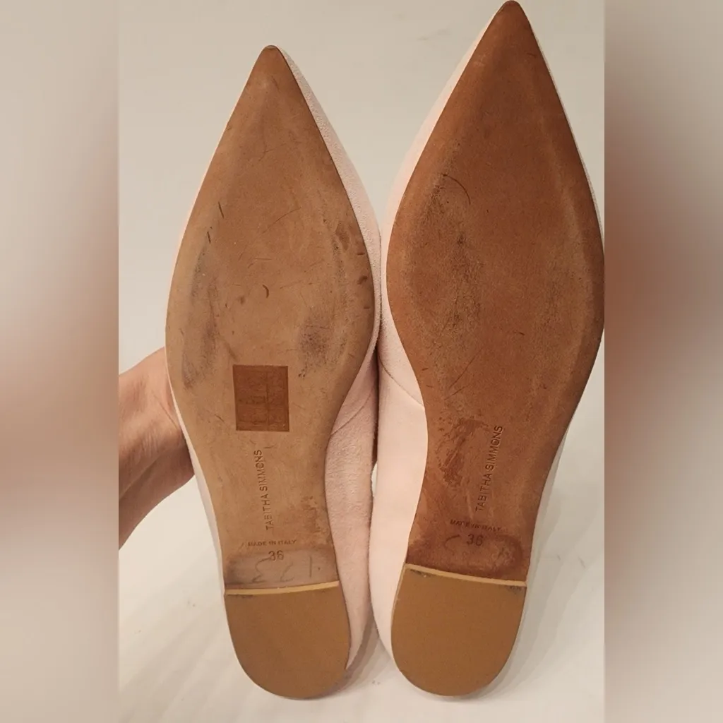 Tabitha Simmons Equipment Lynette Suede Point Toe Flats Women’s Baby Pink Size 6 - Image 11