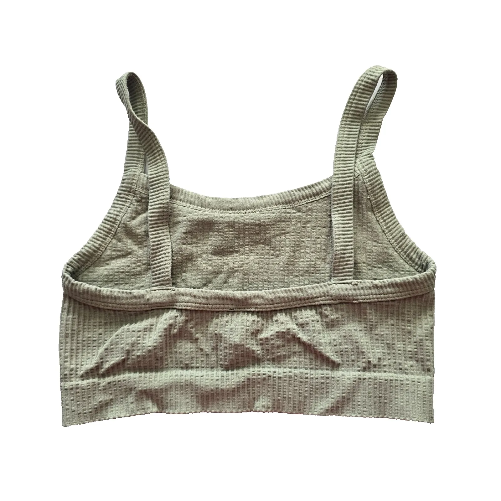 Ribbed Comfort Y2K Bra Top Wireless Pullover Stretch Sleep Nikibiki Green XS - Image 2