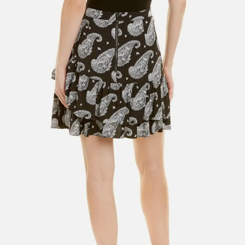 Ted Baker Lanee Printed Tiered Frill Mini Paisley Black Skirt Size XS 0-2 NWT - Image 2