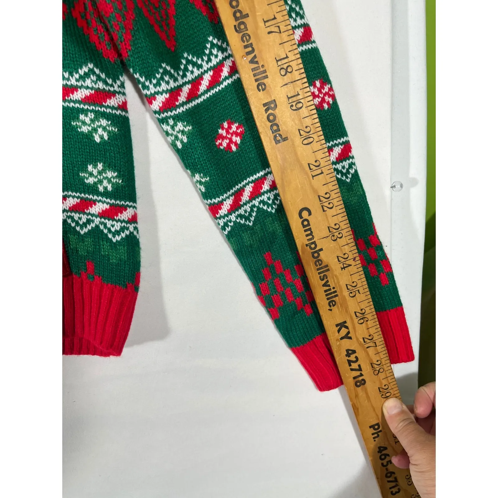 Holiday Time Ugly Unisex Christmas Santa Sweater Pocket House Red/Green Sz S - Image 3