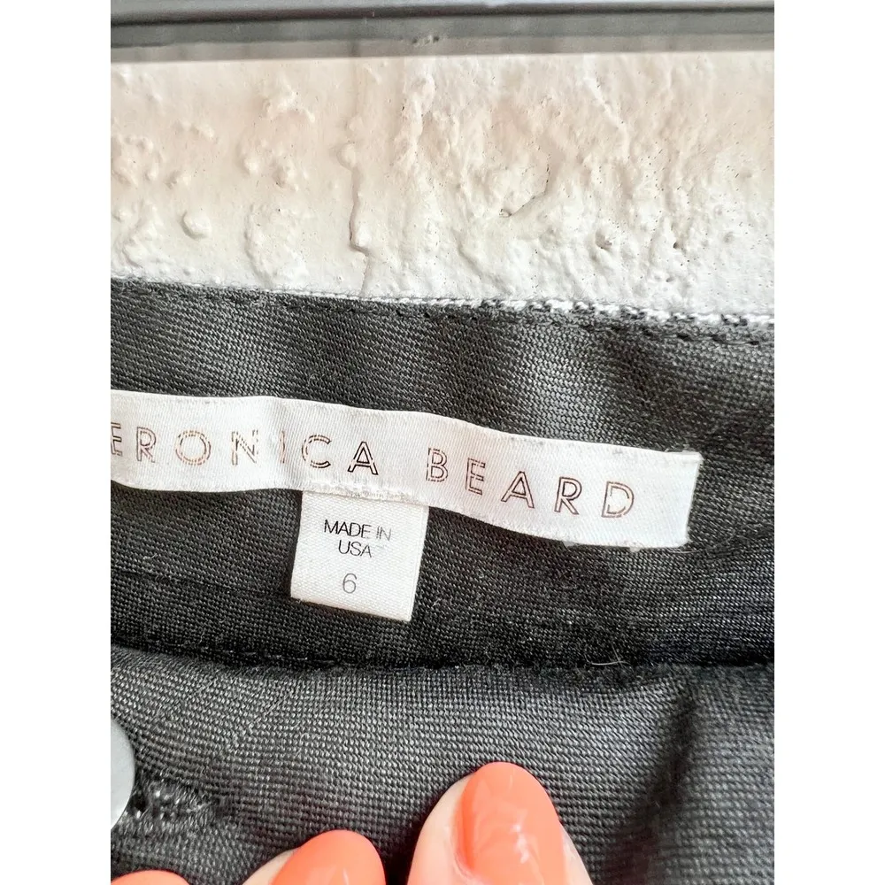 Veronica Beard Plaid High Waisted Straight Leg Trouser Pants Gray Women's US 6 - Image 4