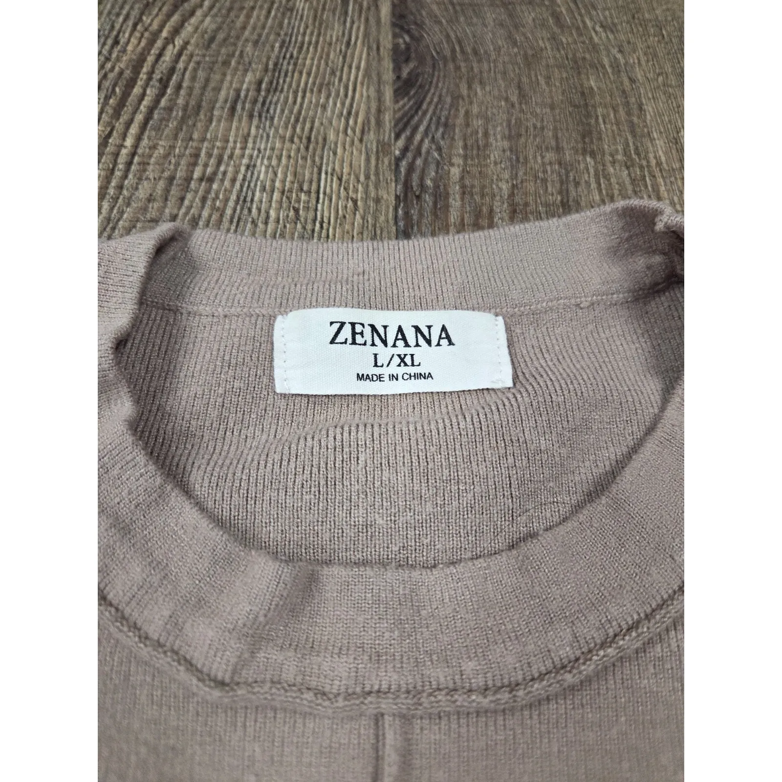 Zenana L/XL Taupe Beige Crewneck Boxy Sweatshirt Oversized - Image 3