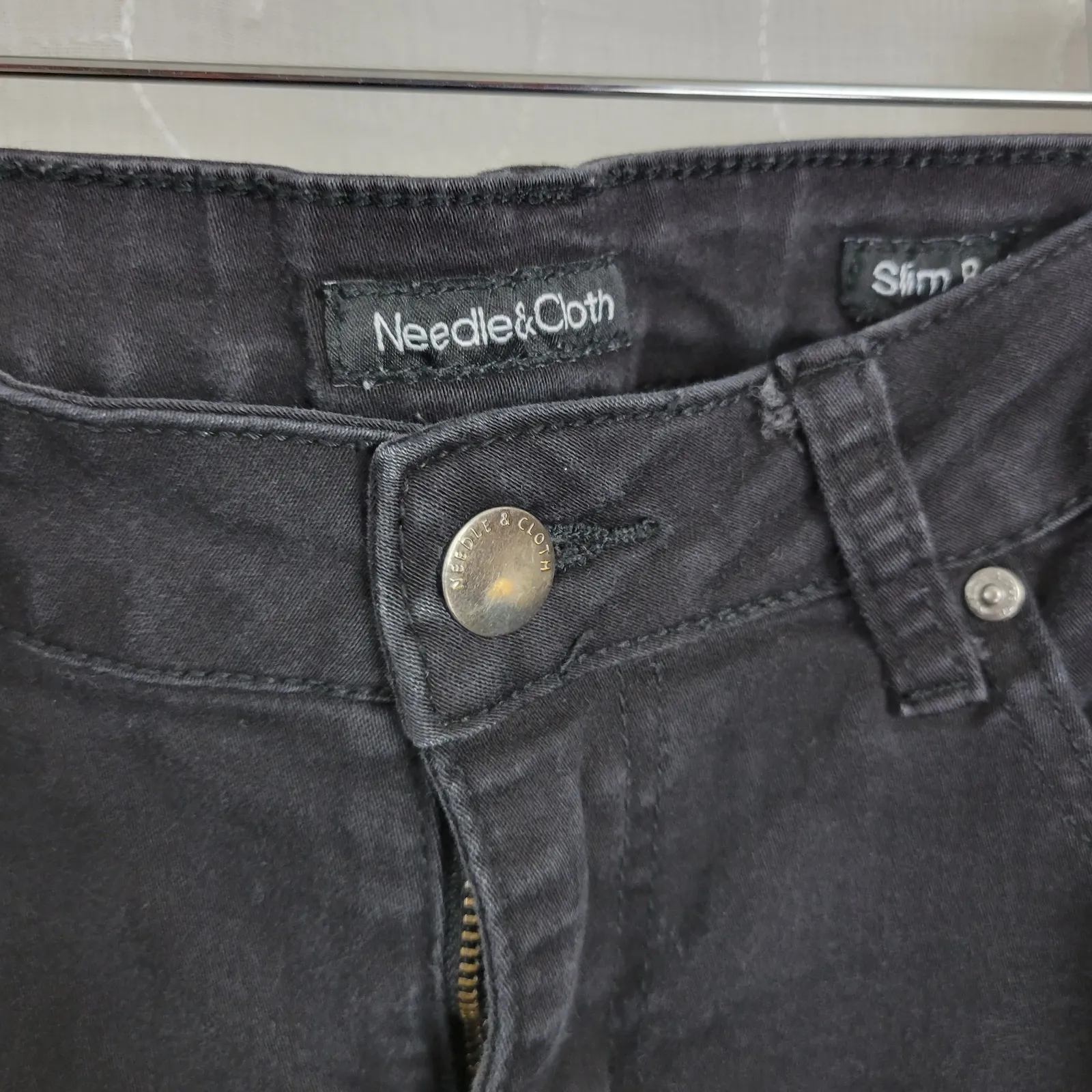 Needle & Thread Womens Jeans Size 10P Black Slim Boot Cut Mid-Rise Denim Button - Image 3