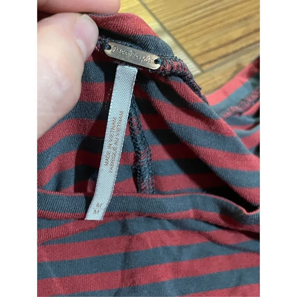 Free People Red Gray Leader Of The Pack Elbow Sleeve Tee Womens M soft stretchy - Image 3