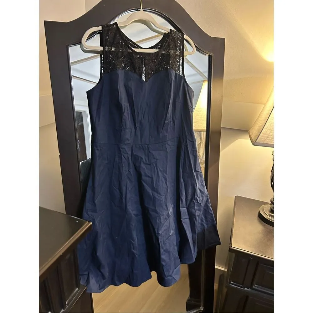 NEW 1950s Vintage Rockabilly Swing Party Dress 2X NO BELT Blue - Image 7