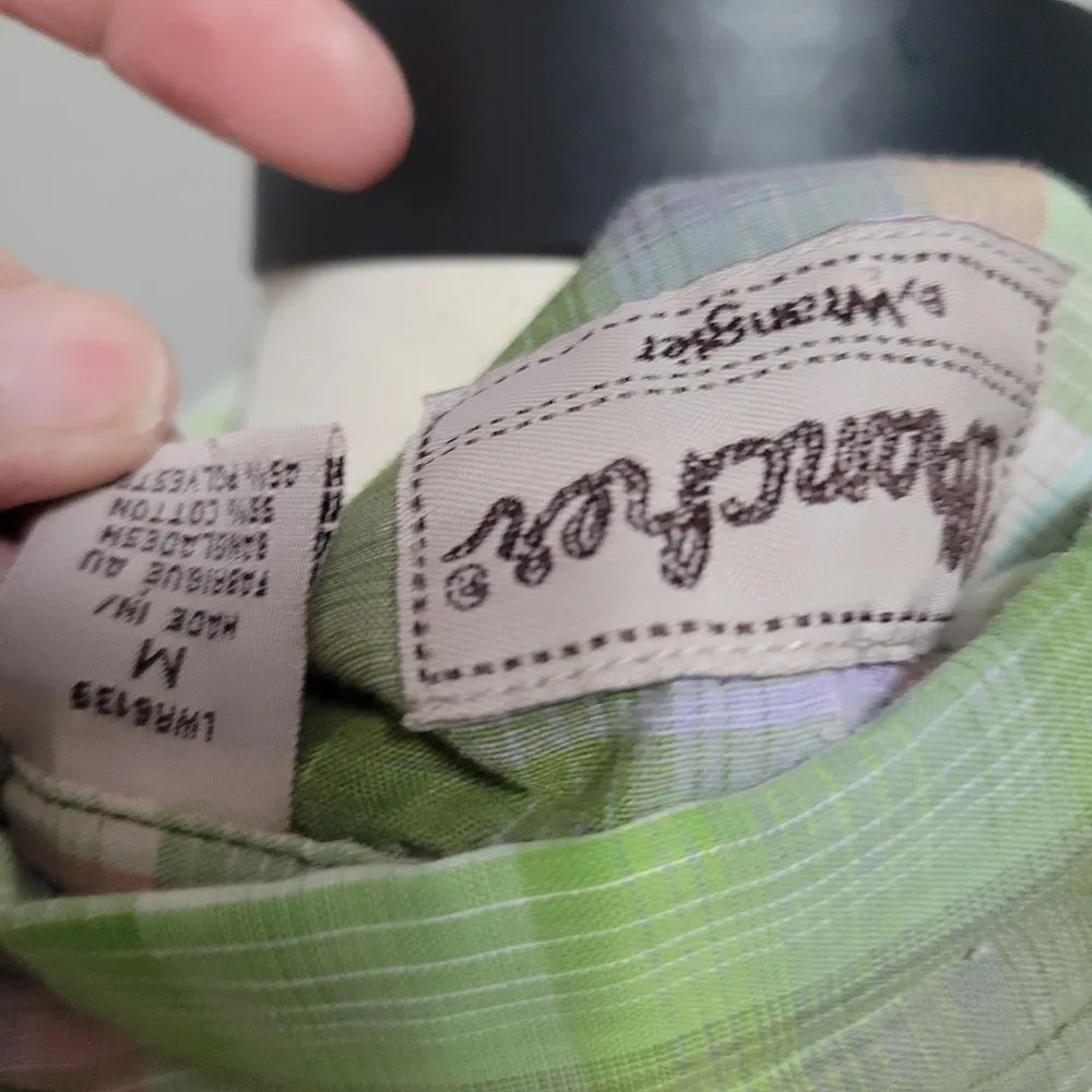 Wrangler Wrancher retro green plaid button down size medium - Image 7
