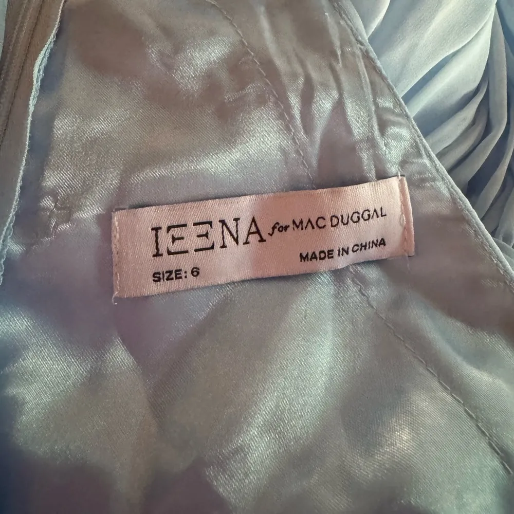 Mac Duggal Ieena Powder Blue Chiffon Mock Neckline Sleeveless Tiered Gown Size 6 - Image 10