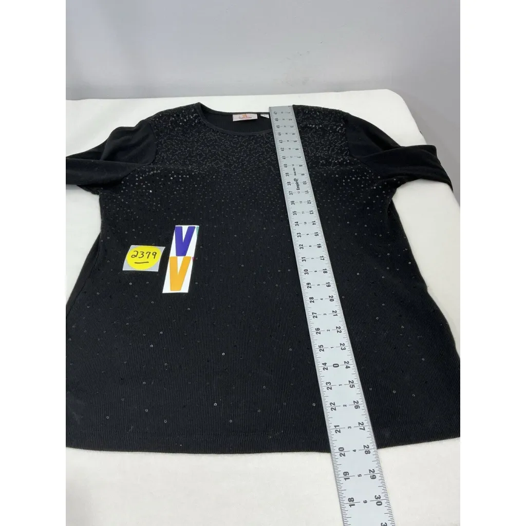 Womans Quaker Factory Large Black/sequins Pullover Sweater - Image 6