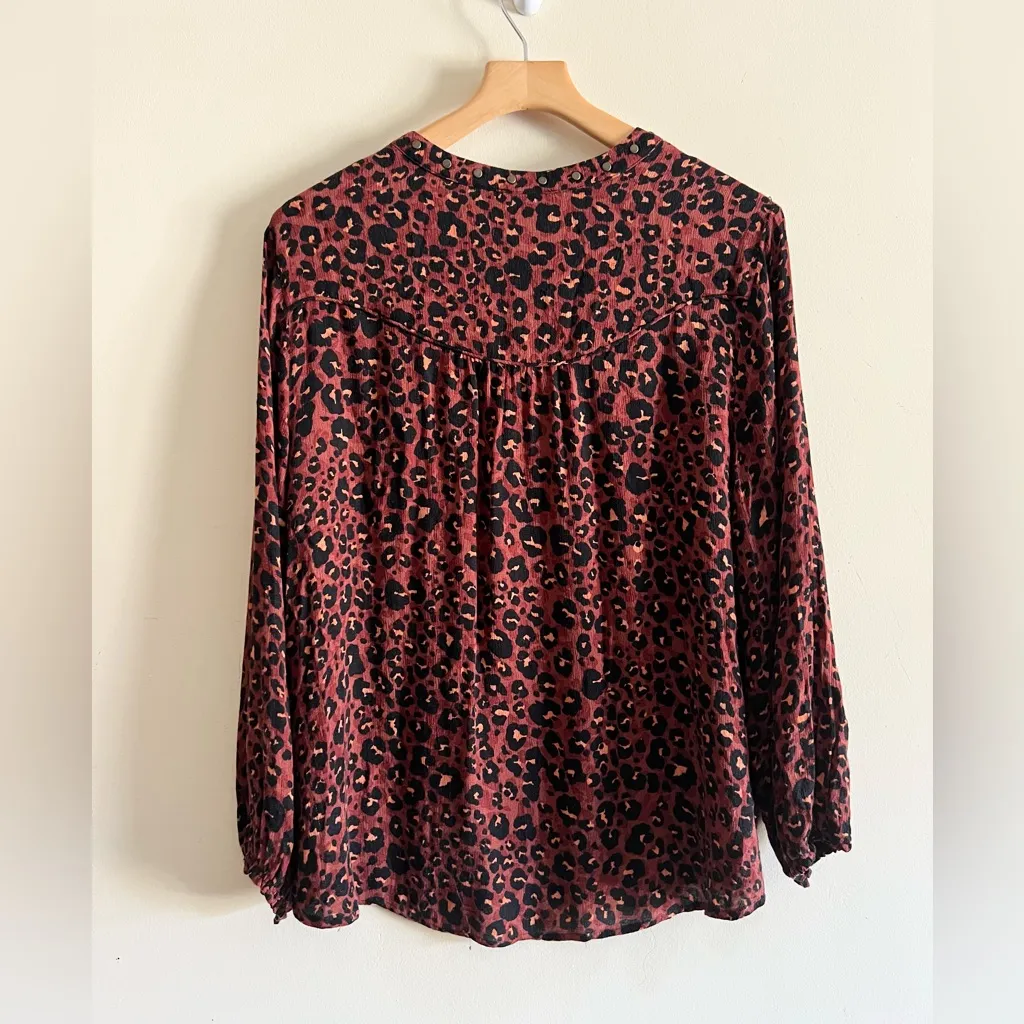 Democracy long sleeve leopard print pullover rayon boho blouse plus womens‎ 2x - Image 2
