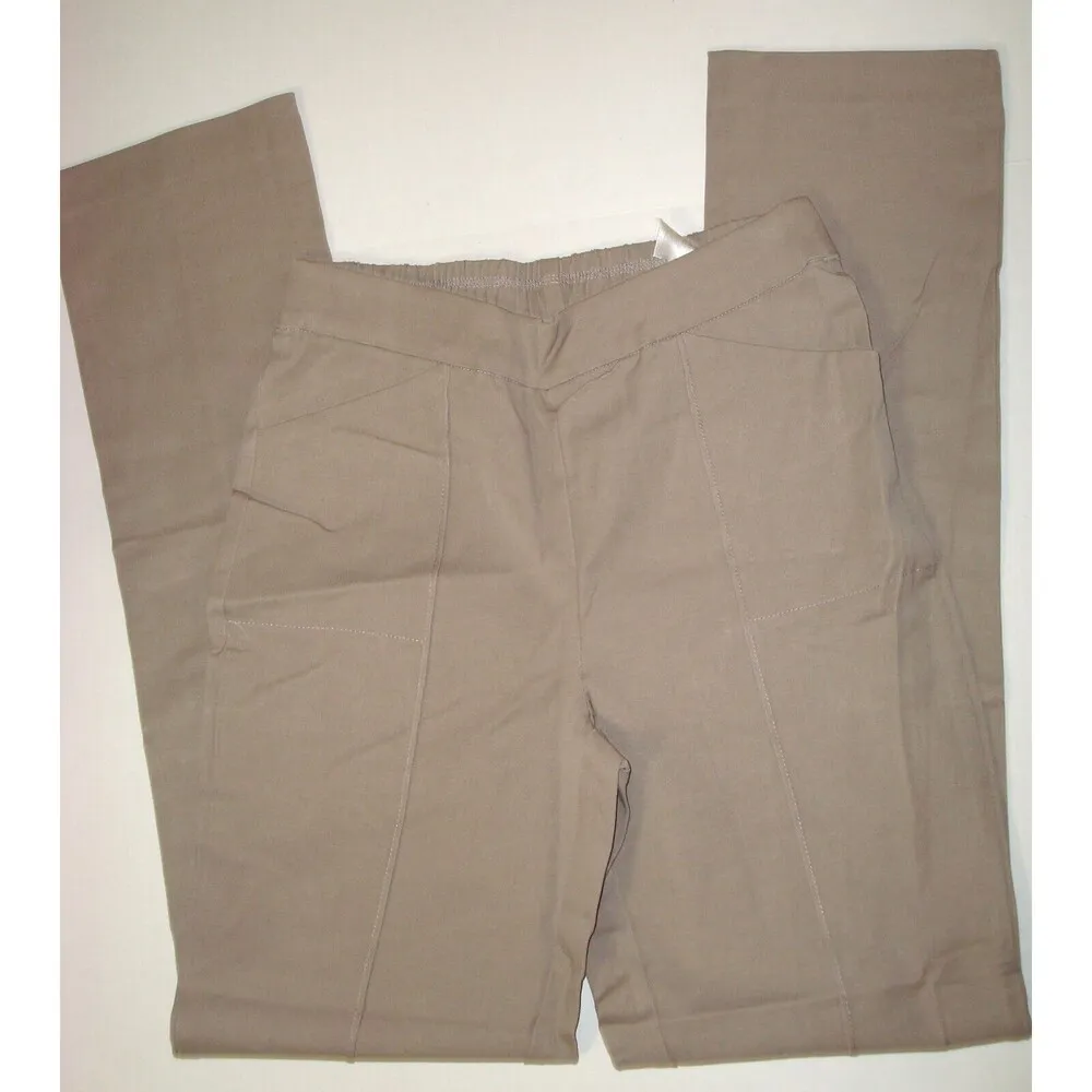 New Womens Isaac Mizrahi Live 2 T Tall 24/7 Straight Pant Stonewall Grey Tan - Image 2