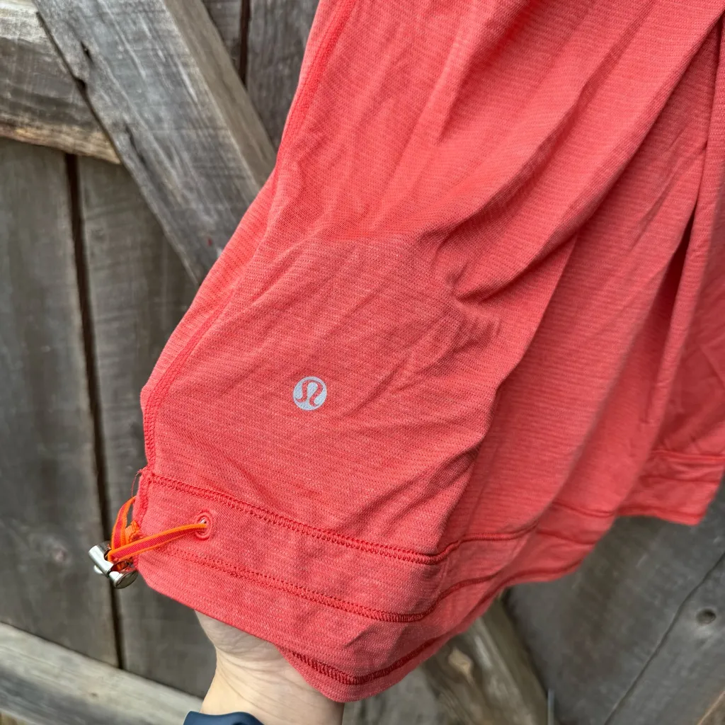 Lululemon Run Ta Ta Topper Too Cinchable Drawstring Hem Red Orange Medium - Image 3