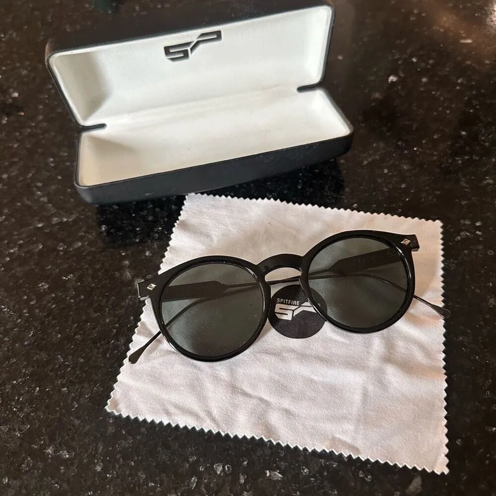 Spitfire Women's Reflective Round Polarized Sunglasses Classic Black Lenses - Image 1