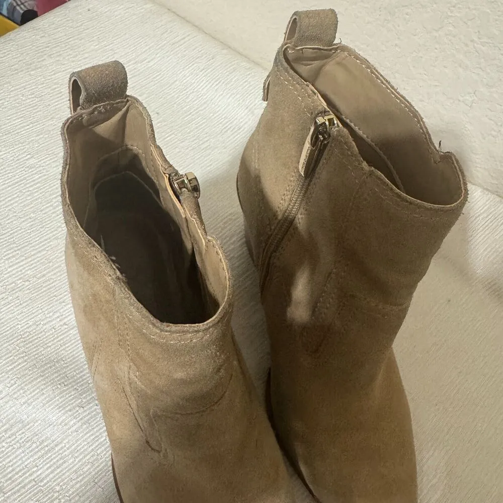 Vince Camuto Briyeonda Tan Ankle Boots suede Womens 6M western pointed toe - Image 4