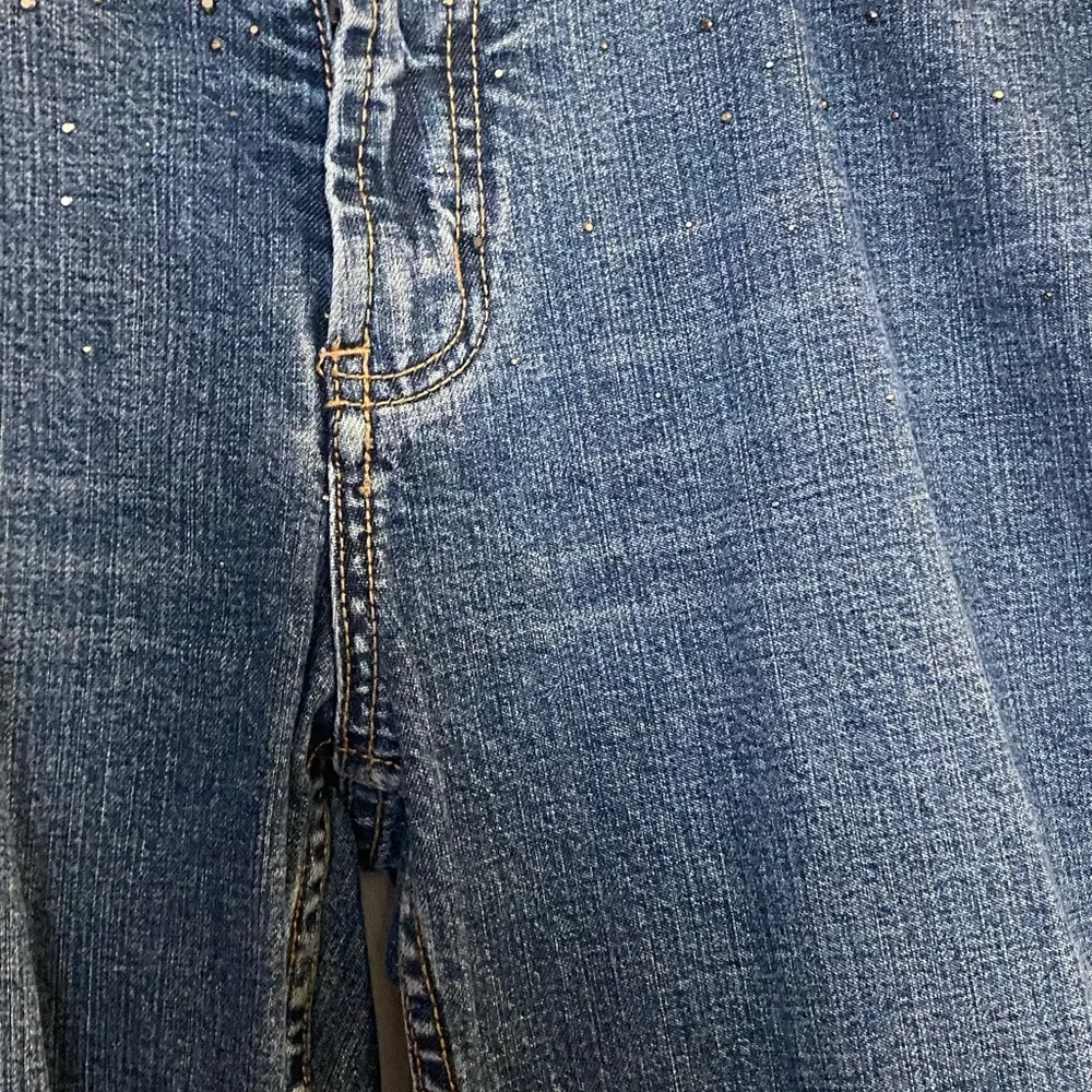 Womens X2 Denim Labratory Blue Denim Jeans 34x32 Waist 34” Sparkle Jeweled Waist - Image 5