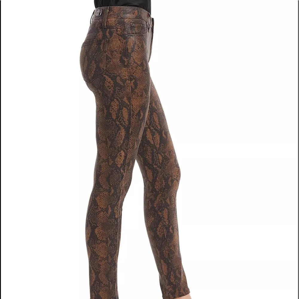 PAIGE Hoxton Ankle Skinny Jeans in Coated Brown Snake Size 26 NEW - Image 4