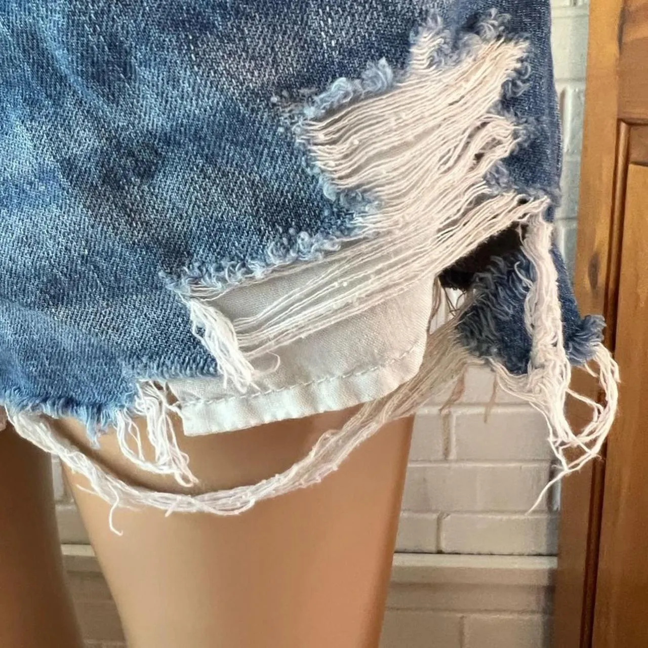 American Eagle Outfitters Navy Blue Ruffle Waist Pants - Image 4