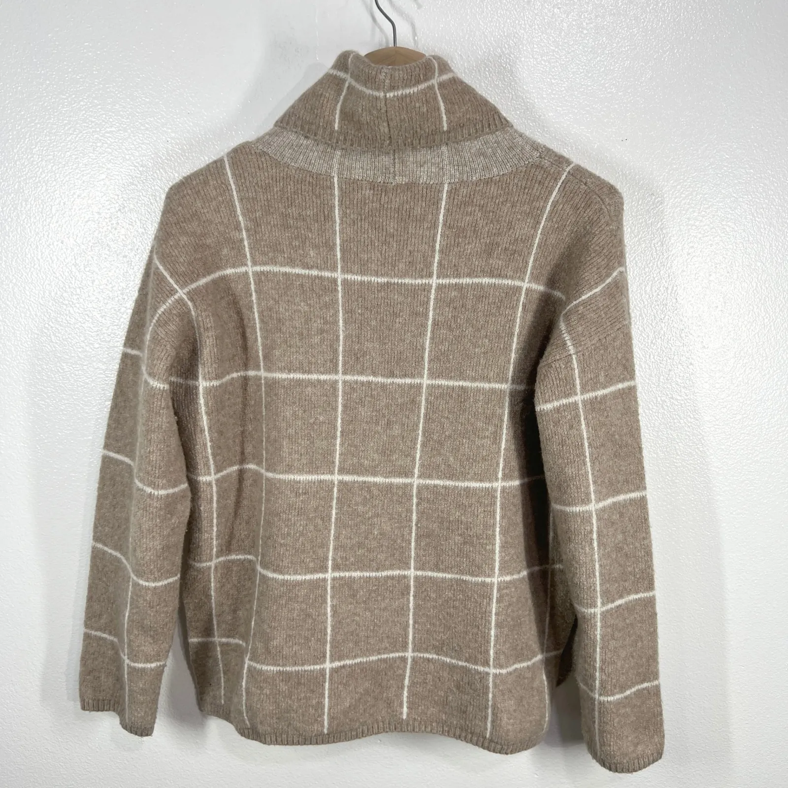Madewell  Plaid Cowl Neck Sweater Wool Blend Pullover‎ Cozy Warm Size Medium - Image 3
