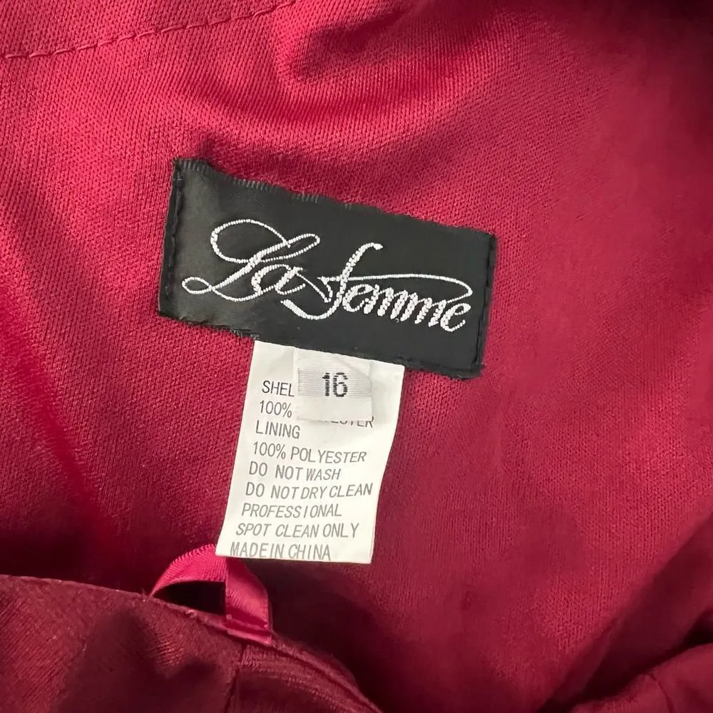 LA FEMME nwot wine burgundy colored ONE SHOULDER DRESS 28176 - Image 9