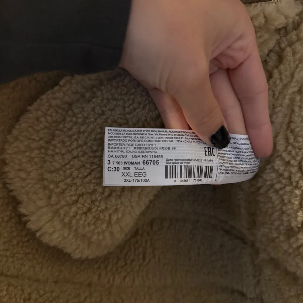 Mango MNG Shearling Zip Up Faux Fur Leather Teddy Jacket Brown Sherpa XL/XXL - Image 4