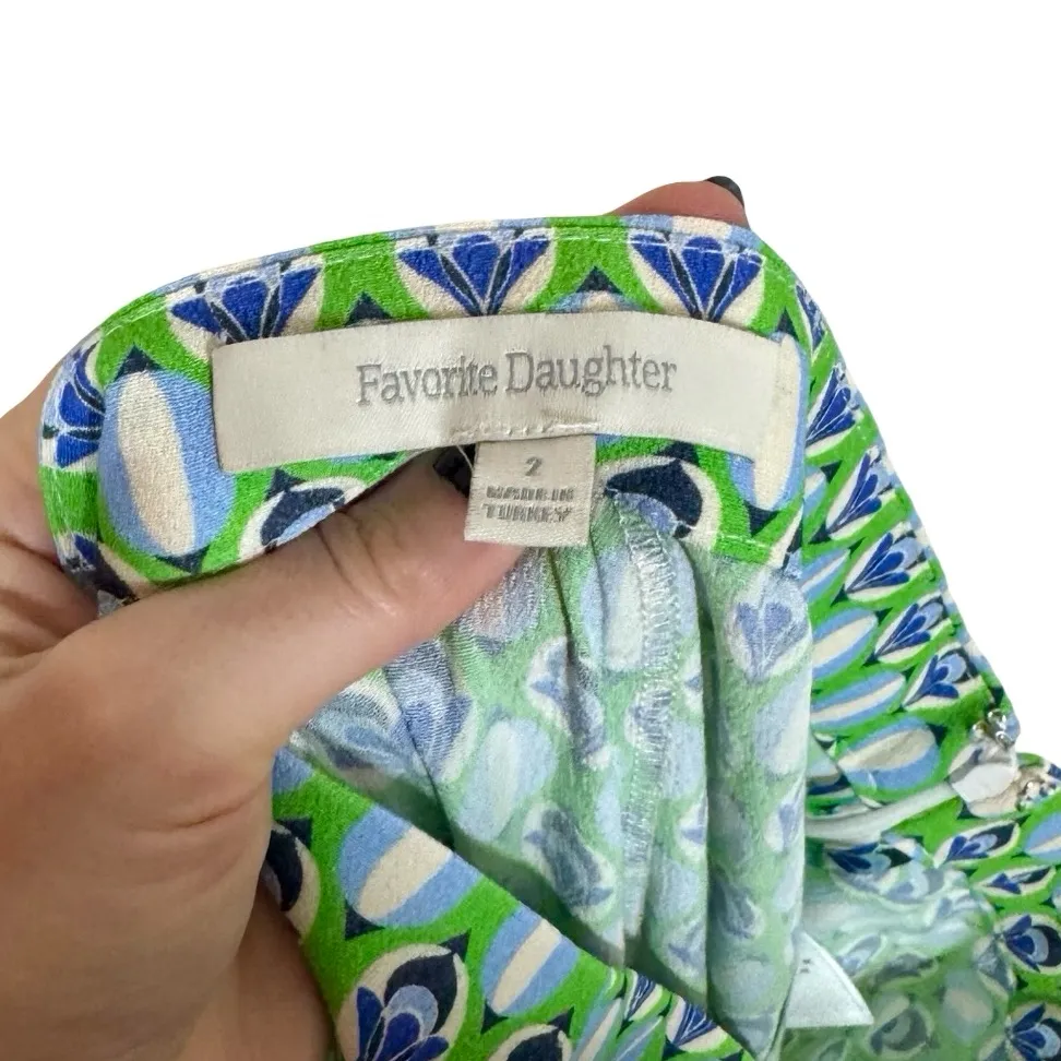 Favorite Daughter The Friday Pant High Rise Wide Leg in Retro Mosaic Print Green Size 2 - Image 9