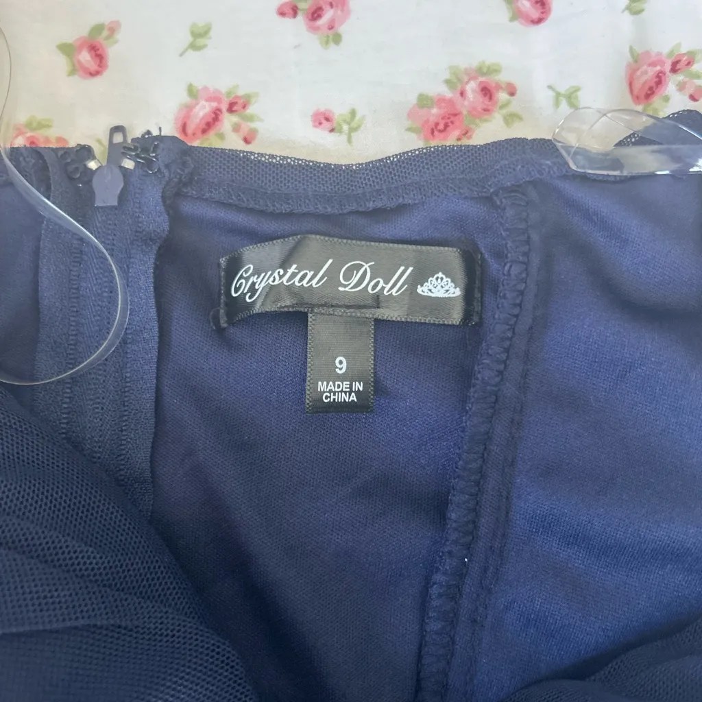 Crystal Doll Blue Ruched Bodycon Mini Dress - Image 3