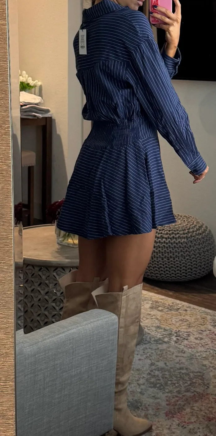 Showpo Navy Linen Dress - Image 3